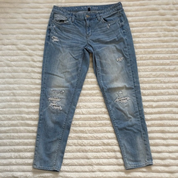 WHITE HOUSE BLACK MARKET The Girlfriend Distressed Jeans Women’s 6 - Picture 1 of 11